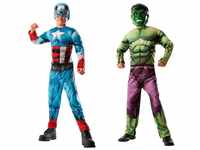 Rubies Kostüm Hulk & Captain America Wende-Overall für Kinder, Wenn mal die