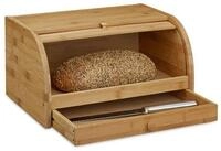 relaxdays Brotkasten Rollbrotkasten mit Schublade Bambus, Bambus
