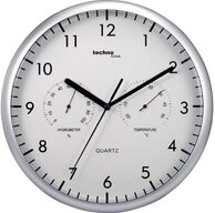 technoline Wanduhr WT 650 - klassische, analoge Quarzwanduhr mit ThermoMeter und