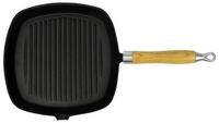 vidaXL Grillpfanne Grillpfanne mit Holzgriff Gusseisen 20 x 20 cm