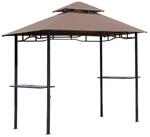 Outsunny Grillpavillon Balkonpavillon mit Ablagen Flammhemmendes Doppeldach, mit 4