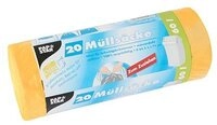 PAPSTAR M&uuml;llbeutel M&uuml;llbeutel mit Zugband, LDPE 60 l 71 cm x 64,5 cm gelb 20 my 20