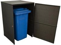 MERXX M&uuml;lltonnenbox, f&uuml;r 1 Tonne 240 Liter, Stahl + Polyrattan braun