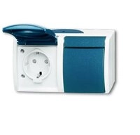 Busch-Jaeger Steckdose Busch-Jaeger Steckdose grau/blaugr&uuml;n 20/2 EBW-53