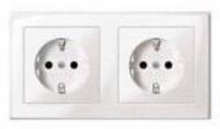 merten Schuko-Stecker Merten SCHUKO-Steckdose pws/gl Doppel MEG2328-1419