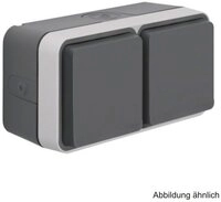 Berker Berker SCHUKO-Doppelsteckdose waagerecht mit Klappdeckeln, grau, 47753...