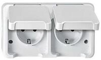 merten Schalter Merten SCHUKO-Doppel-Steckdose lichtgrau, mit BRS MEG2320-8029