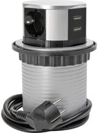 Kopp 3fach Steckdosenturm USB 1.5 m 229005011 Steckdosenleiste, mit USB, versenkbar,
