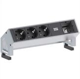 Bachmann DESK2 3x Schutzkontakt 1x ABD GST18 Inox Steckdosenleiste (Kabell&auml;nge 0.2