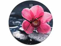 Artland Wanduhr Stillleben mit Kiesel und einer Orchidee (wahlweise mit Quarz-...