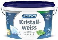 Renovo Wandfarbe Renovo Premium Wand- und Deckenfarbe Kristallweiss matt 2,5 Ltr.