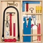 Pebaro Kreativset PEBARO Laubs&auml;ge Set Holzkasten 23 Teile naturfarbig 36x36cm
