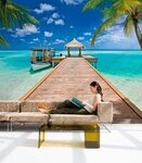 Komar Fototapete Beach Resort - Gr&ouml;&szlig;e 368 x 254 cm, glatt, bedruckt, Wohnzimmer,