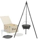 BBQ-Toro Holzkohlegrill Dutch Oven Set 6-teilig mit Holzkiste, mit Topf, Pfanne,