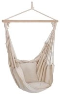 Harms Import Stuhl, Hochwertiger Decken H&auml;nge Sessel Matte beige Holz Textil