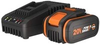 Worx Bohrer- und Bitset Worx PowerShare Akku Set 20V / 4,0 Ah mit Ladeger&auml;t WA3604