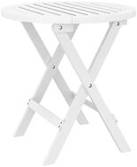 vidaXL Gartentisch Gartentisch Klappbar Wei&szlig; &Oslash; 46 cm Massivholz (1-St)