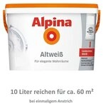 Alpina Wand- und Deckenfarbe Altwei&szlig; gedecktes Wei&szlig; edelmatt 10 Liter