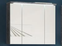 Badezimmerspiegelschrank POOL, B 80 cm, Betondekor grau, 3 Spiegelt&uuml;ren, inkl.