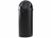 Rubbermaid Kunststoff-Mülleimer rund mit Pushdeckel 80 L schwarz