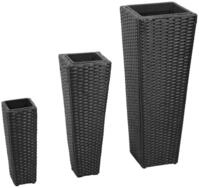 vidaXL Hochbeet Garten-Hochbeet 3-tlg. Poly Rattan Schwarz (3 St)