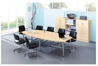 HAMMERBACHER Konferenztisch Chicago, B 280 cm, Tonnenform, bis 10 Personen, mit