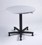 HAMMERBACHER Konferenztisch S&auml;ulentisch 80cm grau/schwarz