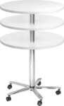 HAMMERBACHER Konferenztisch S&auml;ulentisch 80cm wei&szlig;/chrom