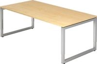 HAMMERBACHER Schreibtisch Schreibtisch O-Fu&szlig; eckig 200x100cm Ahorn/Silber