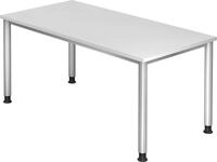 HAMMERBACHER Schreibtisch Schreibtisch 4-Fu&szlig;-rund 160x80cm Wei&szlig;/Silber