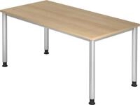 HAMMERBACHER Schreibtisch Schreibtisch 4-Fu&szlig;-rund 160x80cm Eiche/Silber
