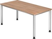 HAMMERBACHER Schreibtisch Schreibtisch 4-Fu&szlig;-rund 160x80cm Nussbaum/Silber