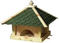 dobar Futterhaus Vogelhaus Holz mit gr&uuml;nem Dach zum Aufstellen /Aufh&auml;ngen,