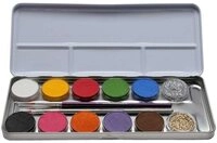 Eulenspiegel Theater Schminkpalette 12 Farben Kombi Metallpalette, mit 10 Farben, 2