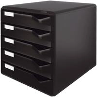 LEITZ Organizer Schubladenbox Post-Set schwarz 5293-00-95, DIN A4 mit 5...