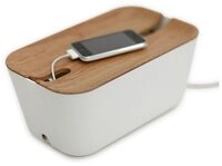 Bosign Aufbewahrungsbox Kabel-Box Cable Organiser Hideaway Wei&szlig;-Holzoptik (M)