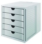 HAN-B&uuml;roger&auml;te Organizer Schubladenbox Systembox 5 geschlossene Sch&uuml;be &ouml;ko-grau
