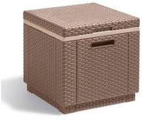 Allibert Gartenbox K&uuml;hlbox / Beistelltisch "Ice Cube", Cappuccino, Rattan-Optik