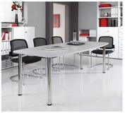 HAMMERBACHER Konferenztisch Chicago, B 220 cm, Tonnenform, bis 8 Personen, mit