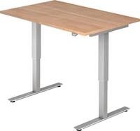 HAMMERBACHER Schreibtisch Sitz-Steh-Schreibtisch elektrisch 120x80cm Nussbaum/Silber
