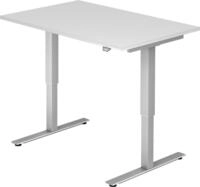 HAMMERBACHER Schreibtisch Sitz-Steh-Schreibtisch elektrisch 120x80cm Wei&szlig;/Silber