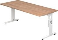 HAMMERBACHER Schreibtisch Schreibtisch C-Fu&szlig; 180x80cm Nussbaum/Wei&szlig;