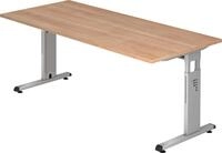 HAMMERBACHER Schreibtisch Schreibtisch C-Fu&szlig; 180x80cm Nussbaum/Silber