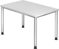 HAMMERBACHER Schreibtisch Schreibtisch 4-Fu&szlig;-rund 120x80cm Wei&szlig;/Silber