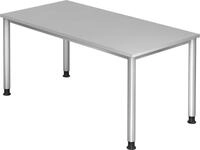 HAMMERBACHER Schreibtisch Schreibtisch 4-Fu&szlig;-rund 160x80cm Grau/Silber