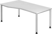 HAMMERBACHER Schreibtisch Schreibtisch 4-Fu&szlig;-rund 180x100/80cm Wei&szlig;/Silber