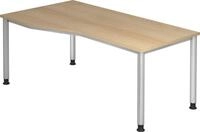 HAMMERBACHER Schreibtisch Schreibtisch 4-Fu&szlig;-rund 180x100/80cm Eiche/Silber