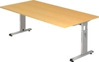 HAMMERBACHER Schreibtisch Schreibtisch C-Fu&szlig; 200x100cm Buche/Silber