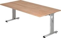 HAMMERBACHER Schreibtisch Schreibtisch C-Fu&szlig; 200x100cm Nussbaum/Silber