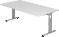 HAMMERBACHER Schreibtisch Schreibtisch C-Fu&szlig; 200x100cm Wei&szlig;/Silber